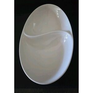 Divided‎ Serving Dish Condiment Nut Candy Relish Appetizer Bowl White